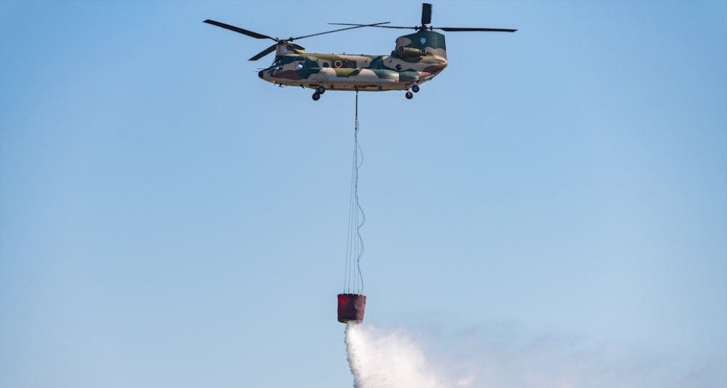 Aerial fire extinguishing by helicopter